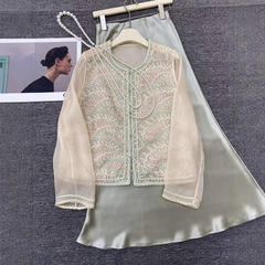 マルベリーシルク重工業刺繍シャツトップ Nanyou 2025 夏新製品新中国風国民風工場卸売