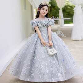 女童礼服高端轻奢小众生日绝美花童女孩婚纱公主裙儿童钢琴演出服