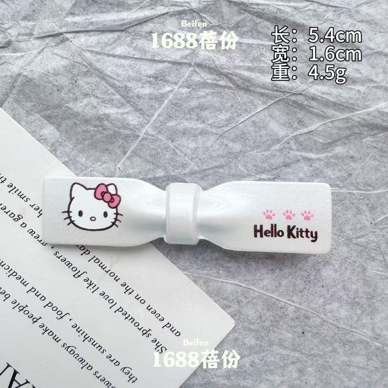 ファッショナブルな真珠光沢のある白いプリント猫水滴ヘアピン韓国スタイルのハイエンド前髪サイドクリップ女の子カモノハシクリップヘアアクセサリー|undefined