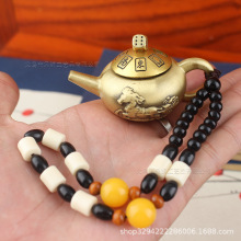 纯黄铜手把件马上壶旋转把把壶中发白转转马上胡趣味麻将解压神器