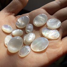 天然白蝶贝深海蝶贝戒面椭圆diy饰品配件无孔