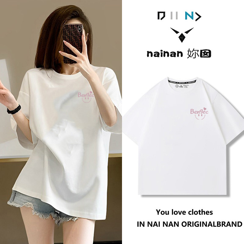 純綿半袖tシャツ女性夏韓国版新型ゆるい丸首小衆白色アニメプリント学生半袖tシャツ|undefined