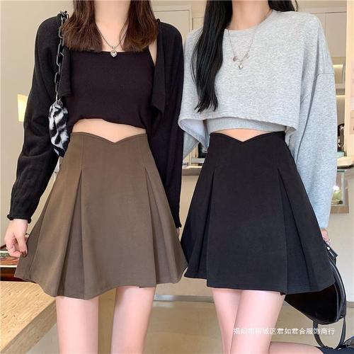 Irregular women's high-waist plus-size A-line maxi skirt for spring and summer, slimming for plus-size women, JK short skirt.