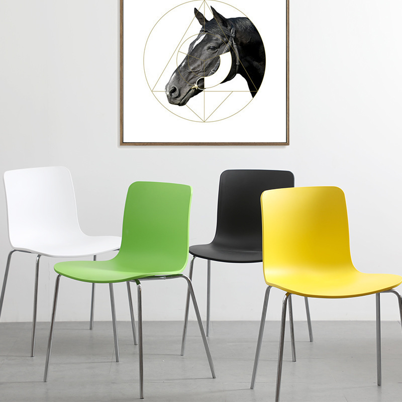 Modern Simple Plastic Chair Internet Celebrity Cafe B&B Hotel Leisure Negotiation Plastic Dining Cross-Border Backrest Dining Chair