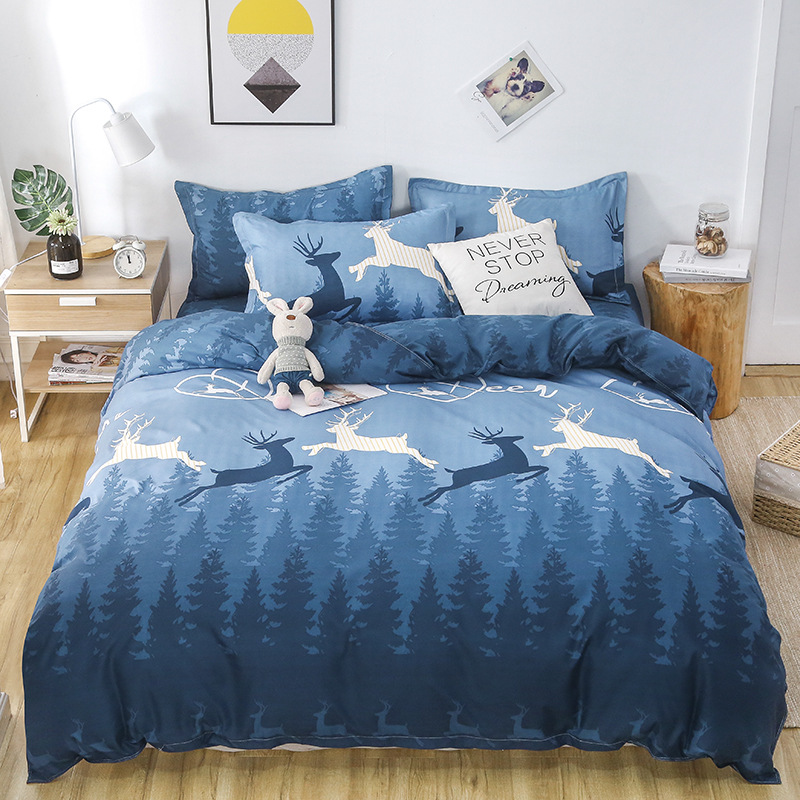 Venta al por mayor de fábrica envío gratuito de cuatro piezas juego de cama cola Orden de regalo conjunto sábana colcha cubierta grupo en vivo compra entrega de una pieza