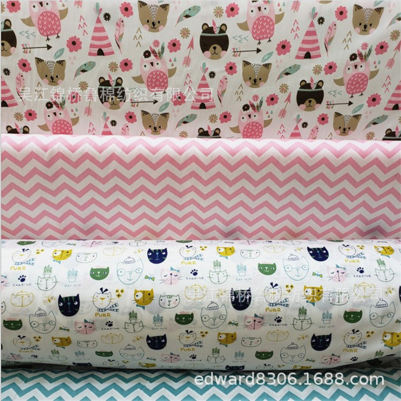 Cotton twill printed shirt cloth 40*40 non-fluorescent class A cartoon printed children's cotton wide bed single cloth