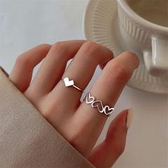 Japanese and Korean new style openable adjustable INS cold love heart ring hollow fashionable index finger knuckle ring
