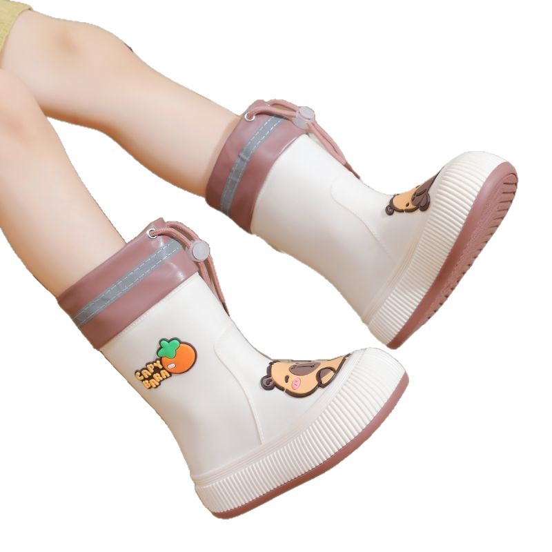 Escuela primaria Capibara zapatos de lluvia para niños, moda lindos impermeables, antideslizantes, bajo tubo medio, zapatos de agua caliente
