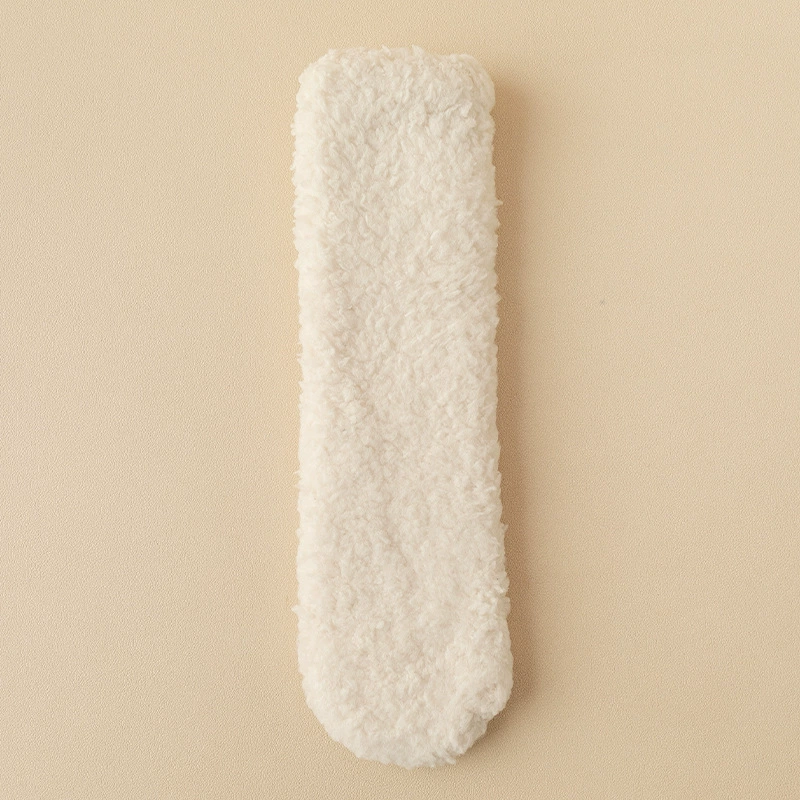 Winter coral velvet fleece keep warm socks, mid-length, increased thickness