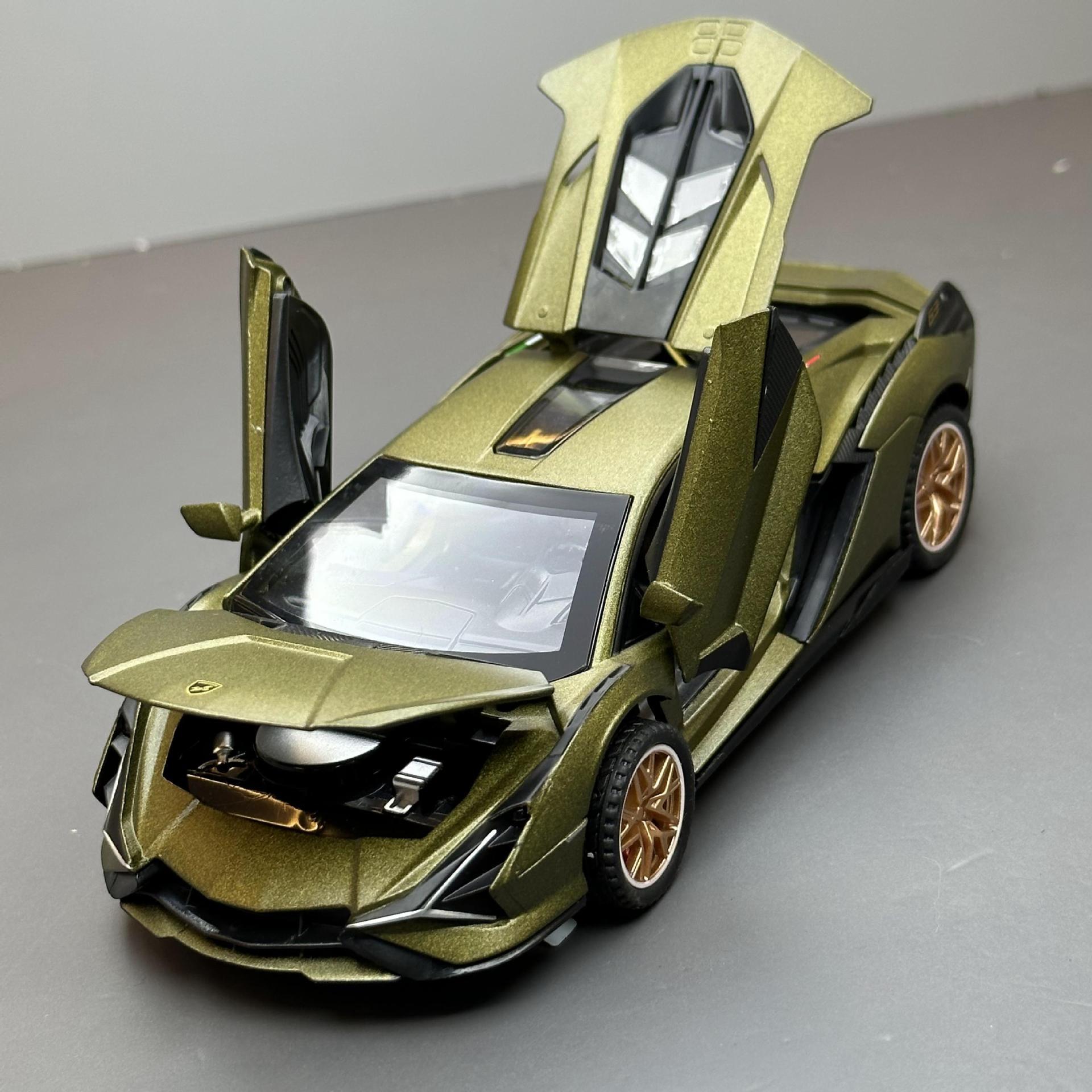 (A granel) Jiaye modelo de coche de aleación 1:32 Lanbo relámpago coche deportivo Tire hacia atrás sonido y luz apertura de la puerta Modelo de juguete adornos