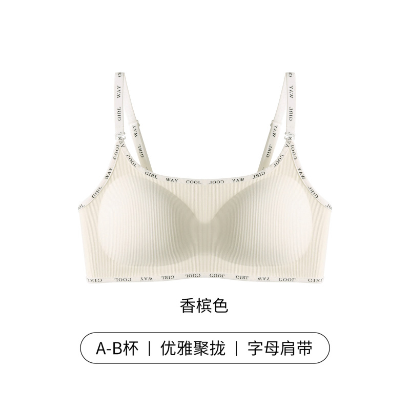 秋冬磨毛无钢圈内衣女无痕小胸聚拢固定一体杯收副乳防下垂文胸|undefined