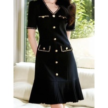 潮流大码女装2025夏季新款气质小香风连衣裙胖mm显百褶裙子