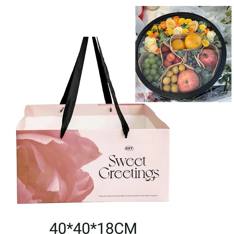 水果盒礼盒圆形透明黑色开窗包装盒玫瑰花束插花花店用品一件批发|undefined