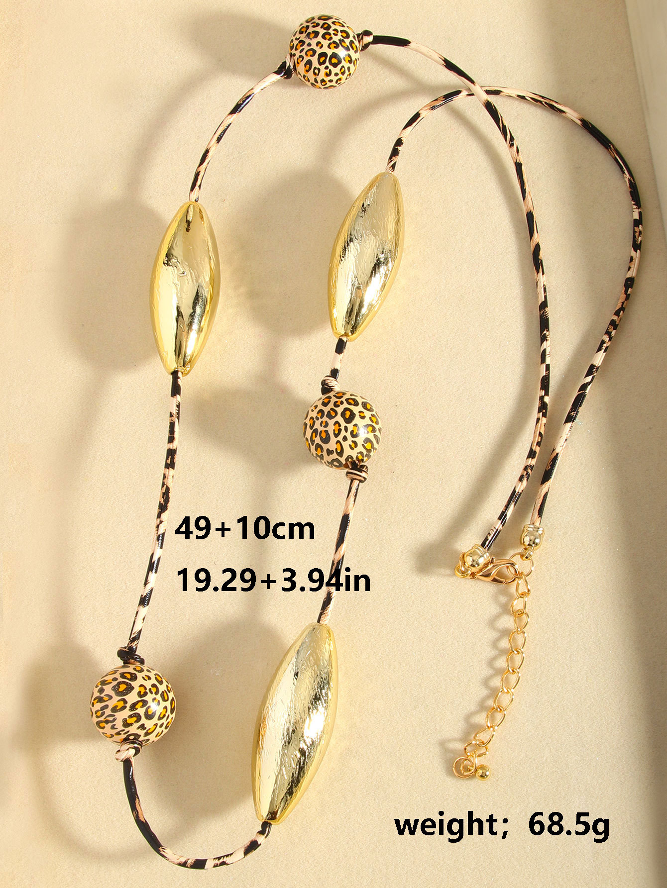 Wood, Metal Material Leopard Pattern Retro Leopard Wood Metal  Pendant Necklaces Wholesale