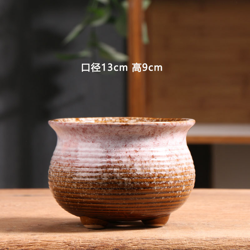 Qunseng maceta de flores de cerámica doméstica maceta de cerámica gruesa de gran calibre maceta de cerámica verde bandeja de flores al por mayor de precios especiales