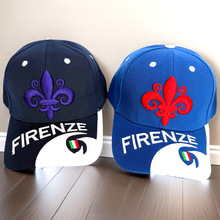 跨境FIRENZE百花之城帽子拼接绣花涤纶图腾出口意大利鸭舌帽定制