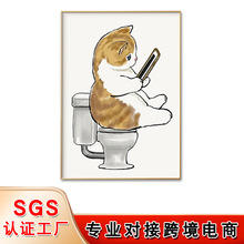 创意猫咪防水遮丑浴室挂画日式卧室壁画现代简约卫生间厕所装饰画