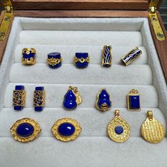 爆発金天然青金石部品合集路通桶珠円柱角柱角ひょうたん五条経九宮