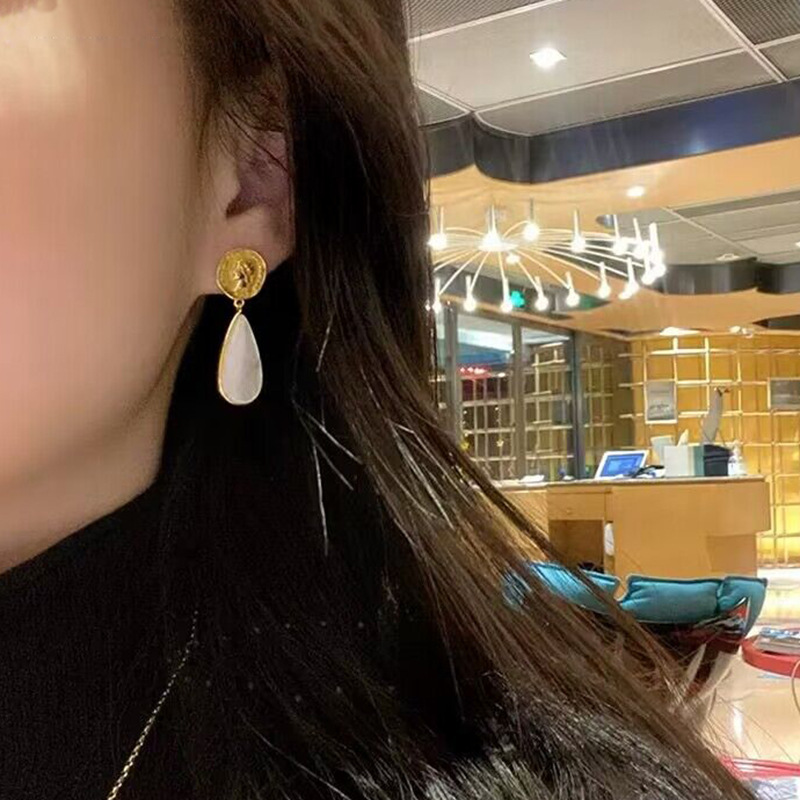 Retro Water Droplets Copper Inlay Zircon Drop Earrings 1 Pair