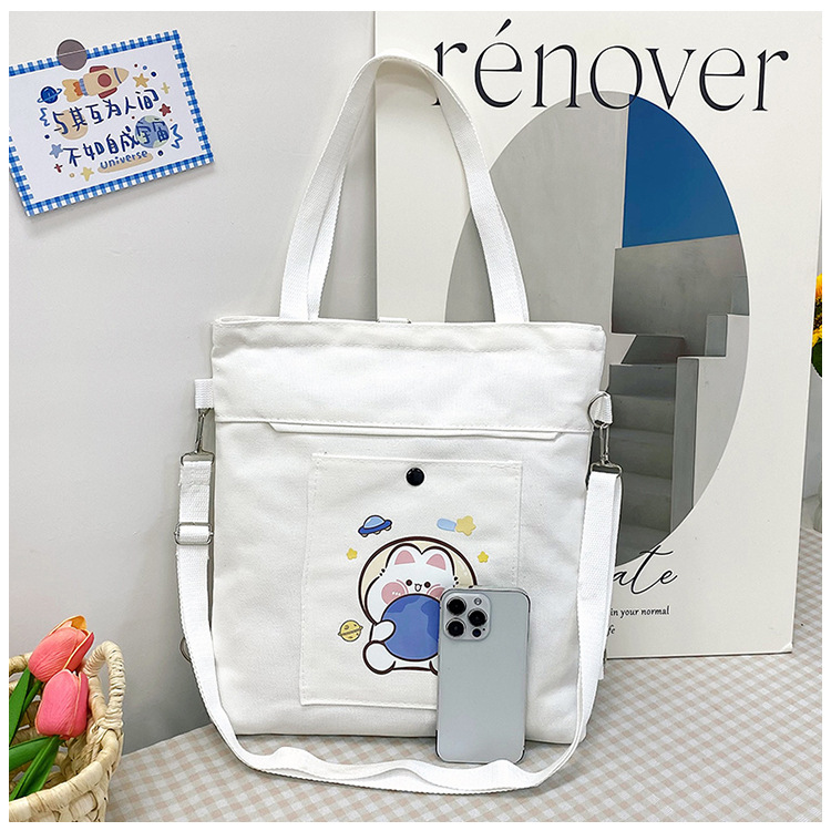 Wholesale of 2025 new cartoon casual canvas bags, large-capacity, fashionable and cute girl single-shoulder bags and tote crossbody bags undefined