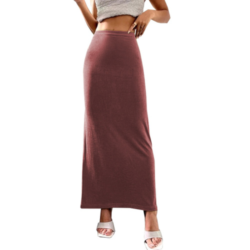 2025 Autumn New Semi-Body Skirt Amazon Cross-Border Foreign Women's Fashion Pencil Skirt Solid Color Ankle Length Skirt