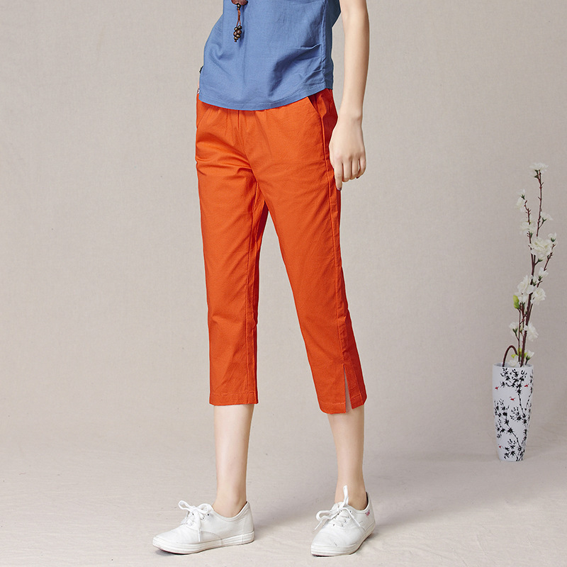 Women's Spring/Summer 2026 Thin High-Waisted Cotton-Linen Harem Pants, Plus-Size Loose Solid Color Split Casual Pants