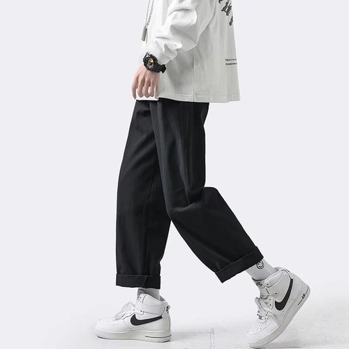 Japanese-style loose solid-color straight-leg workwear casual pants for spring and autumn, trendy brand men's Instagram-style fashion  new arrival versatile