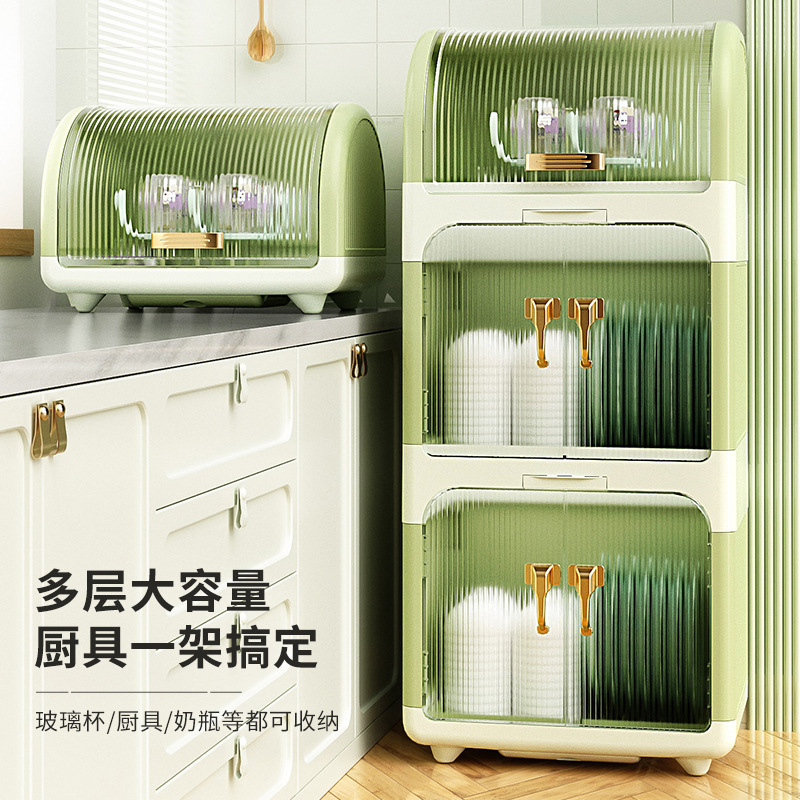 Kitchen Covered Baby Bowl and Chopsticks Storage Box Plastic Cupboard Bowl Case Bowl Rack with Drainage Function Household Bowl and Chopsticks Storage Box