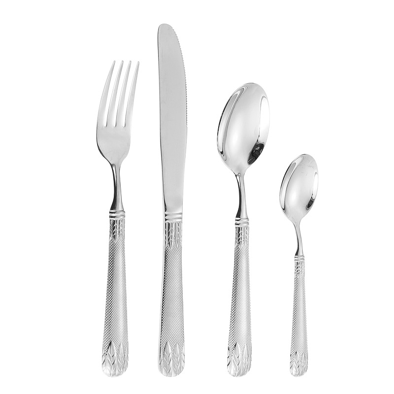 Amazon productos transfronterizos vajilla de acero inoxidable 24/48/60 juego de orejas de trigo 4 piezas principales caja simple cuchillo, tenedor y cuchara traje