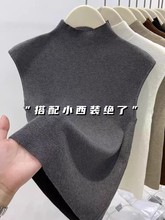 半高领针织无袖背心女秋季新款修身显瘦气质西装内搭立领打底上衣