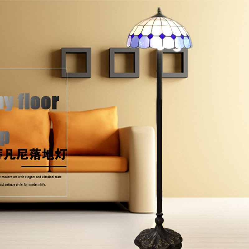 Factory direct Mediterranean floor lamp a generation of iron Tiffany living room art floor lamp new promotion