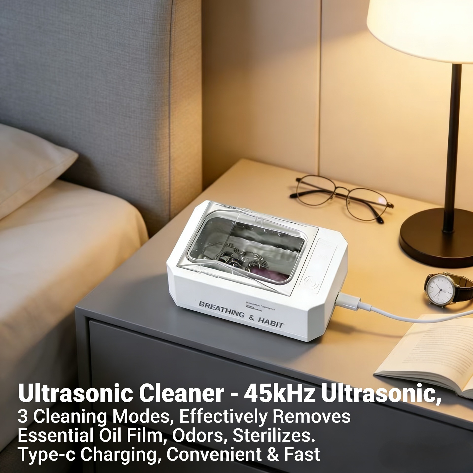 Máquina de limpieza ultrasónica transfronteriza para collares, limpiador automático UV de súper alta frecuencia para eliminar aceite, ideal para aparatos dentales, joyas y dentaduras postizas. image 3