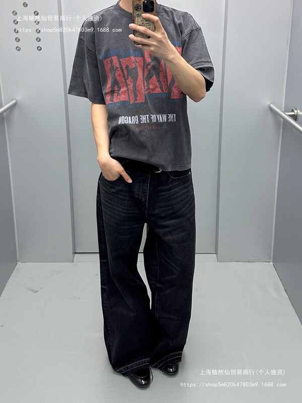 HC/HermitCreate ブルース・リー 2.0 デジタルダイレクトインジェクション 300G ヘビーウェイト メンズ 半袖 ウォッシュド Tシャツ|undefined