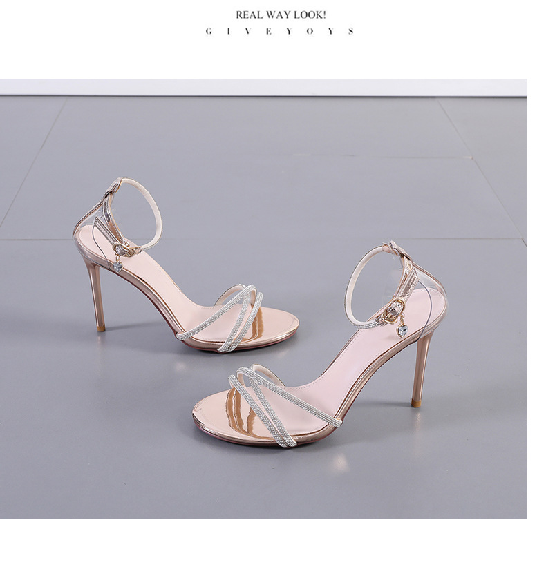 Fashion Stiletto High-heeled Rhinestone Open Toe Sandals display picture 14