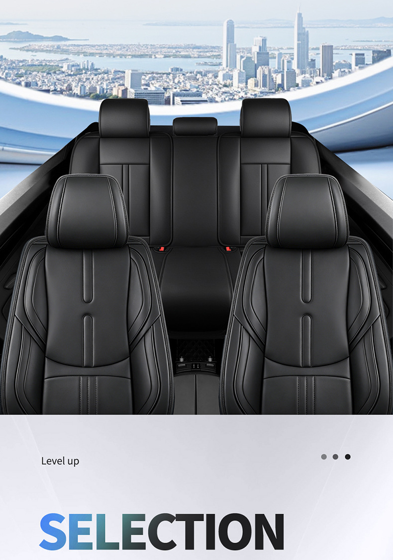 New car seat cushions made of Nappa leather, 8-piece full car seat cover set, universal for all seasons, full-cover leather seat covers