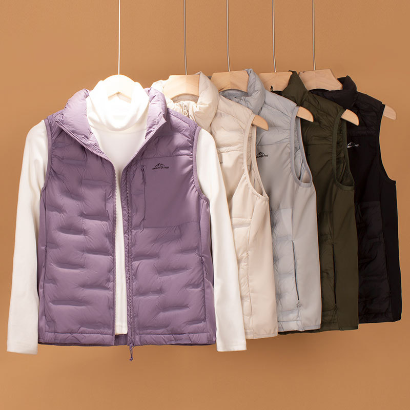 平湖女式短款立领羽绒服马甲2025秋新款无缝压胶坎肩背心马夹外穿