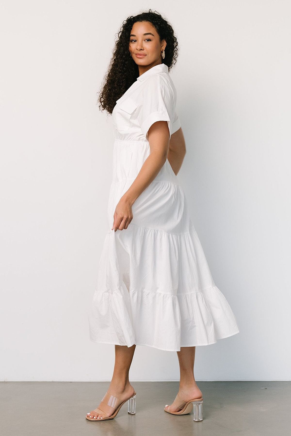 Women's Princess Dress Streetwear V Neck Ruffles Short Sleeve Solid Color Maxi Long Dress Daily display picture 8