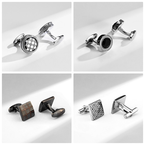 Classic French-style copper pinstripe cufflinks with gold plating for men's business evening shirts