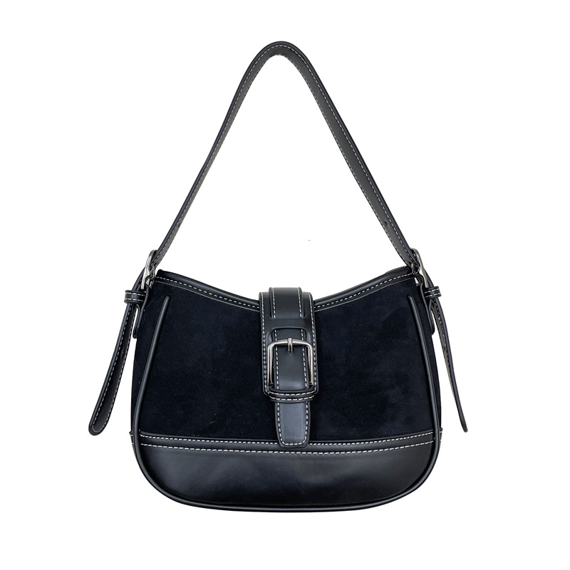 2024 new shoulder splicing autumn winter suede underarm bag fashionable and versatile plush handbag_voghion.com