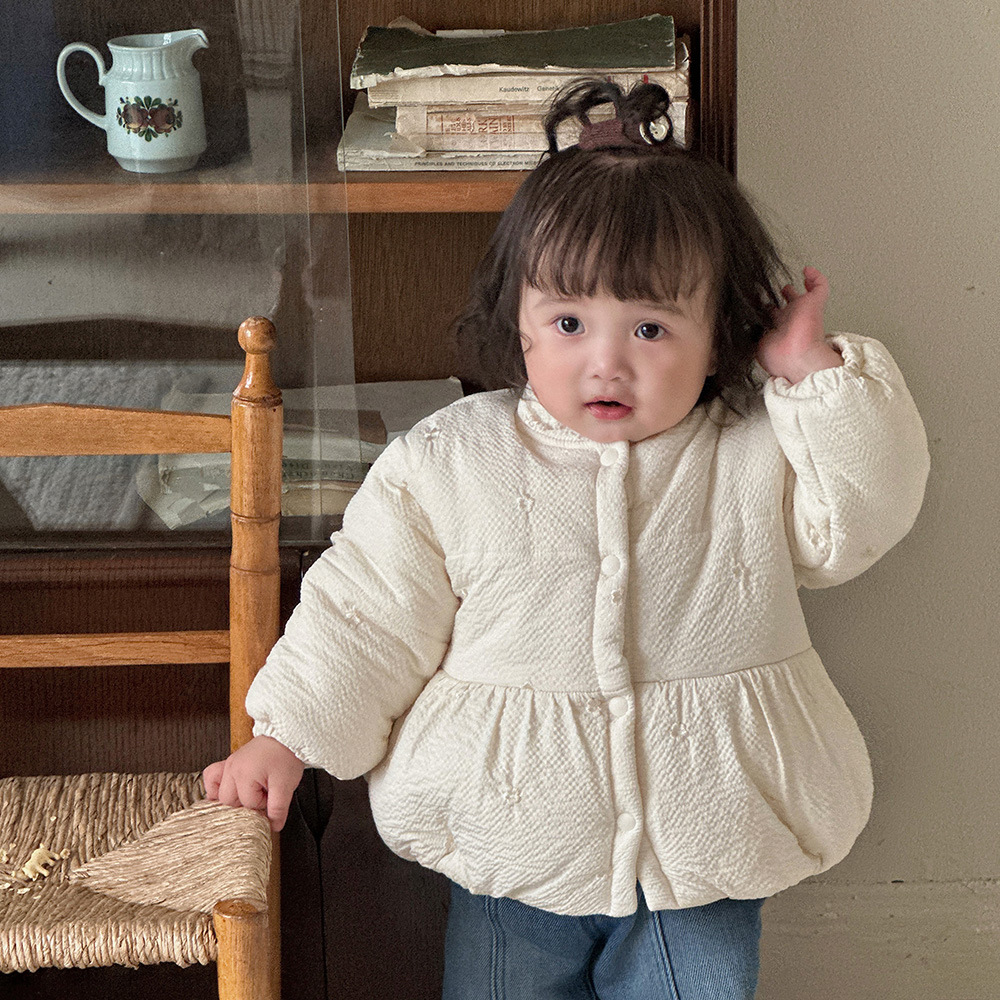 Chaqueta de algodón cálida gruesa de invierno para niñas, chaqueta de estilo occidental para bebés lindos y súper lindos, chaqueta de algodón de invierno cálida para bebés y niños pequeños
