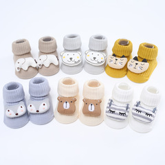 Spring and Autumn Newborn 3D Socks Double-Needle Cartoon Floor Socks Baby Doll Socks Glue Anti-Slip Loose Mouth Baby Socks