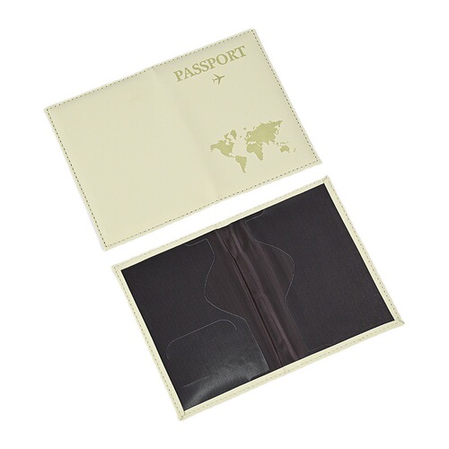 Polyurethane (PU) Plain Weave Flight Map Passport Holder, Passport Cover, PU Leather Passport Case