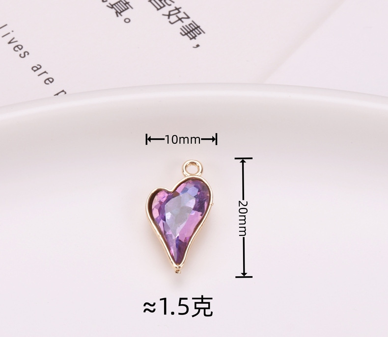 18g Weight Pendant Jewelry Making Type 10 PCS/Package 20 * 10mm Copper Zircon Heart Shape Pendant
