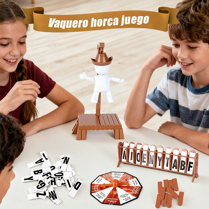 Juguetes de rompecabezas transfronterizos juegos de ahorcamiento de vaqueros juegos de mesa interactivos padres-hijos cartas adivinando palabras fiesta familiar juguetes de descompresión