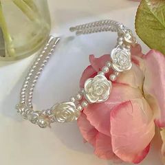 珍珠山茶花發箍韓國高級感發箍女法式復古高顱頂頭箍網紅髮卡髮飾