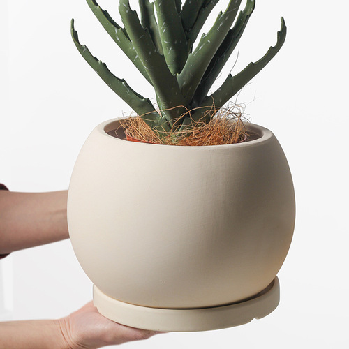 Nordic-style flower pot, white-fired ceramic, fashionable, minimalist, literary, personalized indoor pothos, DIY, breathable, biodegradable