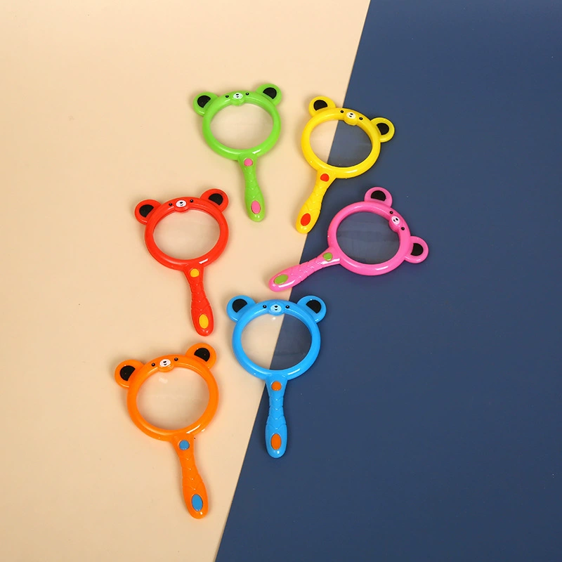 Cartoon plastic magnifying glass, teaching toy for experiments, with little bears, science and technology