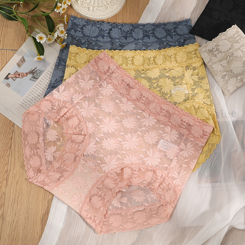 Lace Panties for Women Sexy Girls Born Mulberry Silk Crotch Large Size Lightweight Breathable High Waist Pure Triangle Shorts for Women