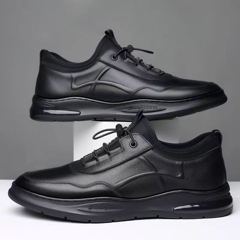Autumn and Winter leather men's casual shoes 2023 new lace-up board shoes fashion men's shoes flat heel pilot shoes