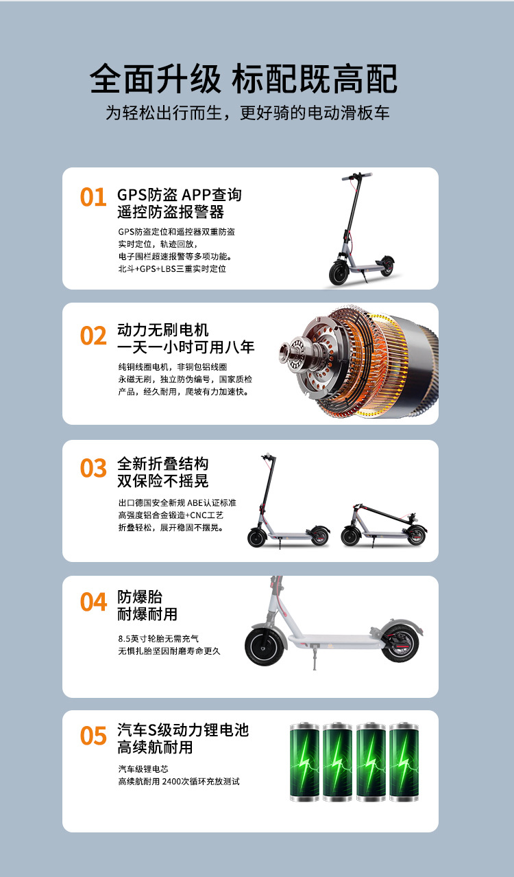 Hezzo Foldable Electric Scooter for Adults, 40Km Range, 10inch Off-Road Tires, Commuter Scooter